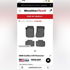 BNIB Set Of 4 Black Weathertech Floor Liners for Cadillac CTS 2008-2013, 1 Gromm